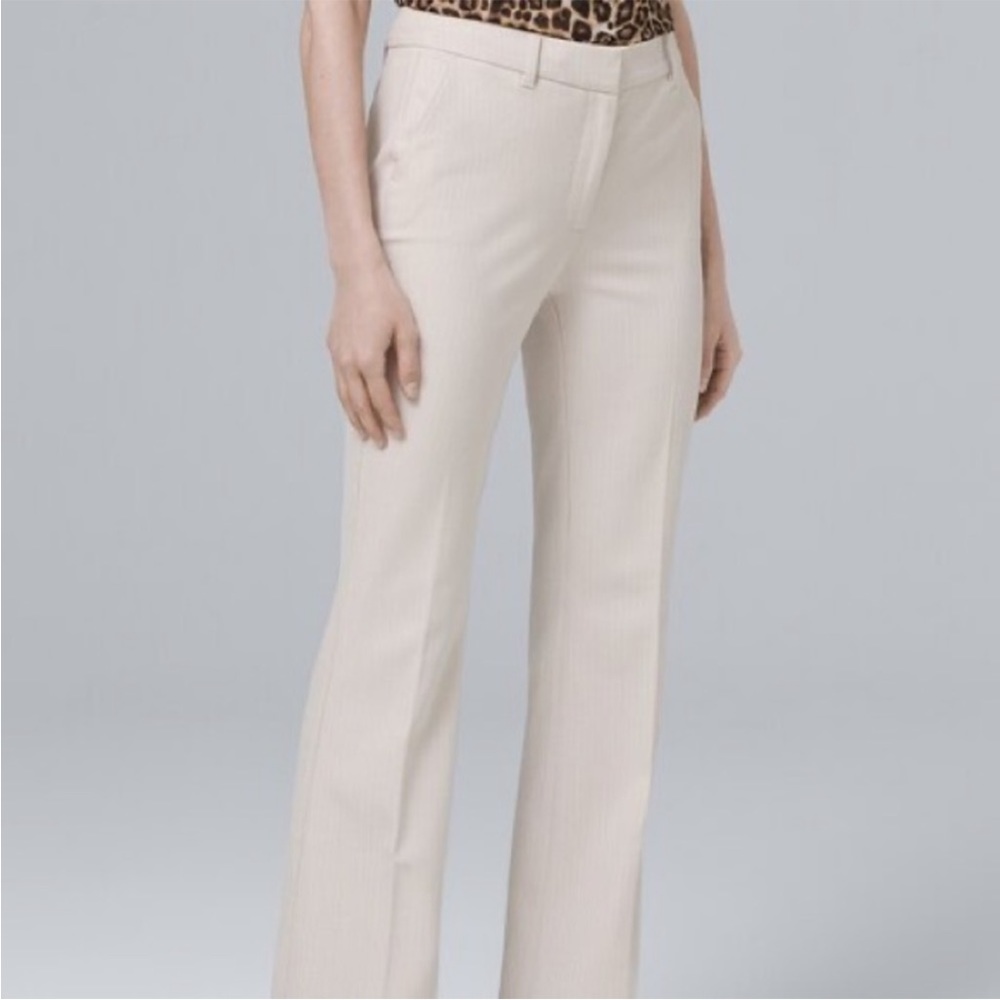 White House Black Market The Boot Herringbone Suiting Pants Scone Ivory 10 - Picture 2 of 8